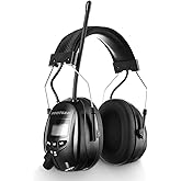 AM/FM Radio Headphones 25dB NRR,Noise Reduction Safety Earmuffs,Digital Display Headset,Powered by AA Battery,Hearing Protection for Walkman Mowing Lawn Work(Black)