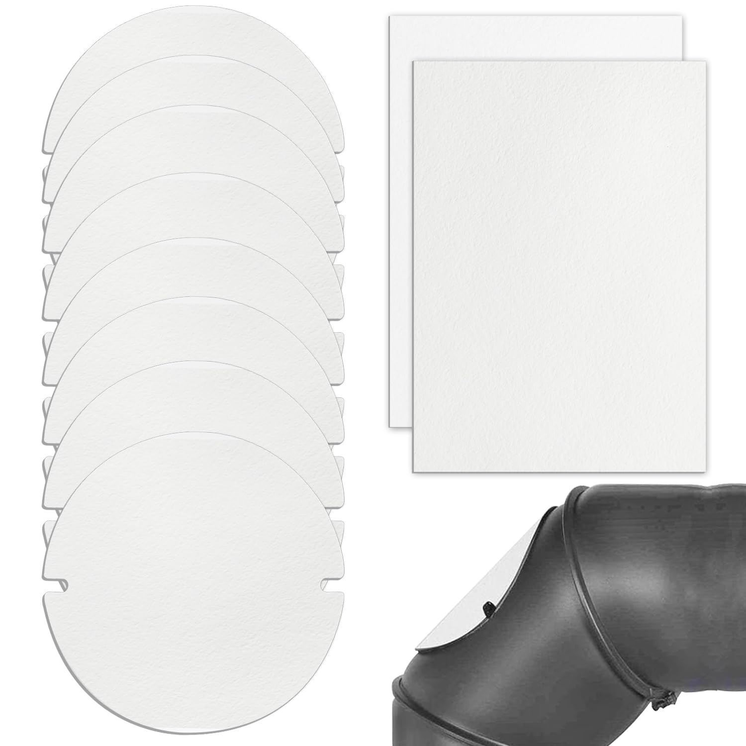 Stovepipe Gasket, Seal Gasket for Stove Pipe Flaps, 8Pcs 6.06inch Stovepipe Gasket Sealing and 2Pcs Flame Gasket with a Diameter of 8.26/11.69inch for Stove Pipe Seal Heat Resistant up to 1200 °C