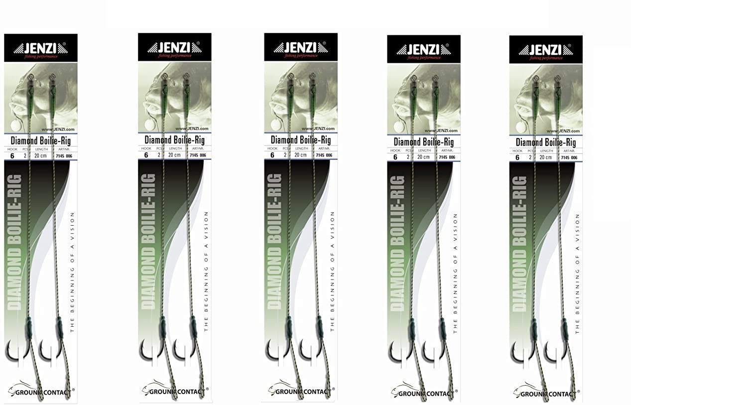 Jenzi Pack of 10 Boilie Rigs Diamond Classic for Carp Fishing, Hook Size 6, Includes Boilie Stopper + Free Petri Heil Sticker