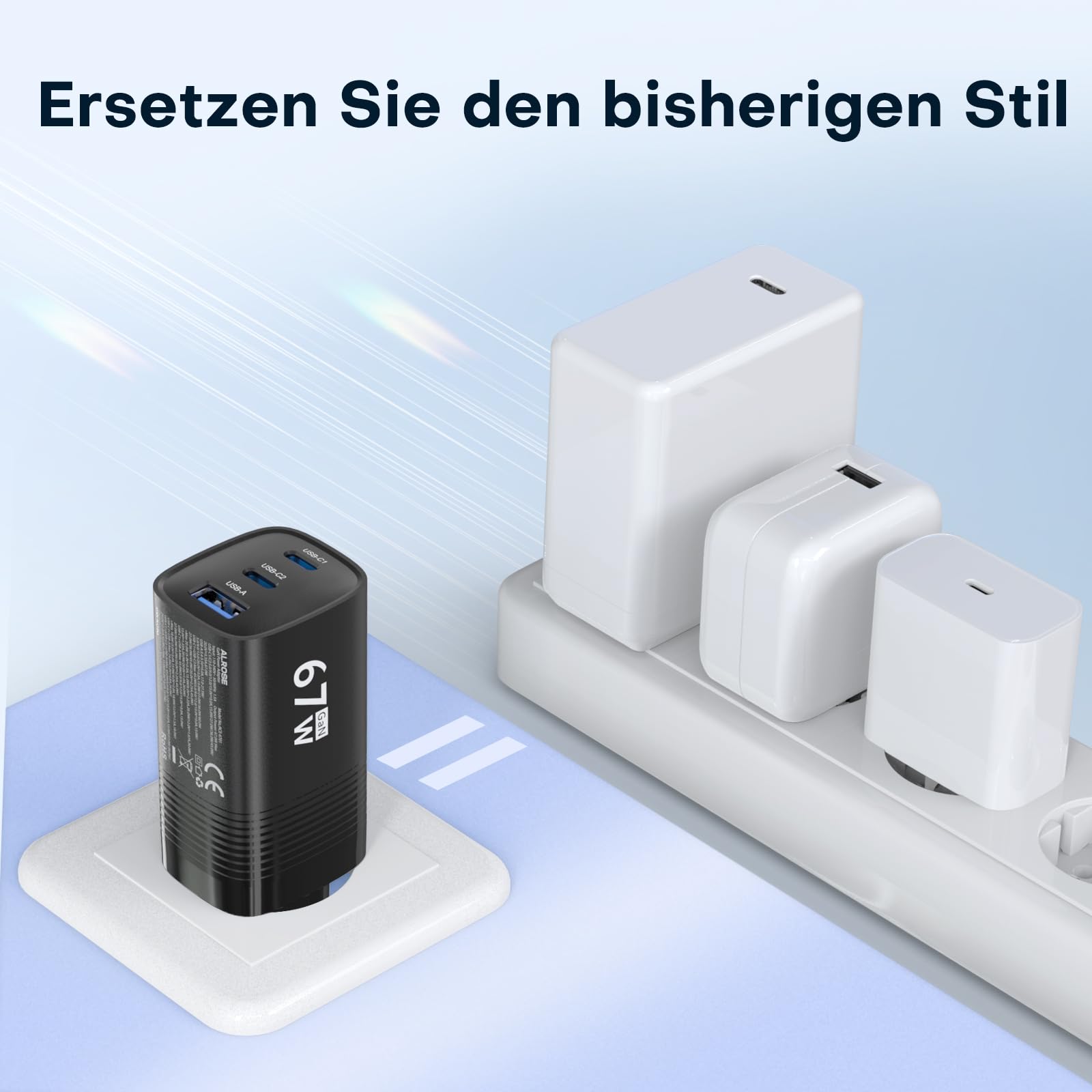 TOPADRE USB C Ladegerät 67W, 3-Port Schnellladegerät, PD PPS Fast Charger, Netzteil USB C für MacBook Pro/Air, für iPhone 17/16/15/14 Pro Max, für Galaxy S25/S24/S23/S22, für Pixel 10/9/8/7/6. Schwarz 4