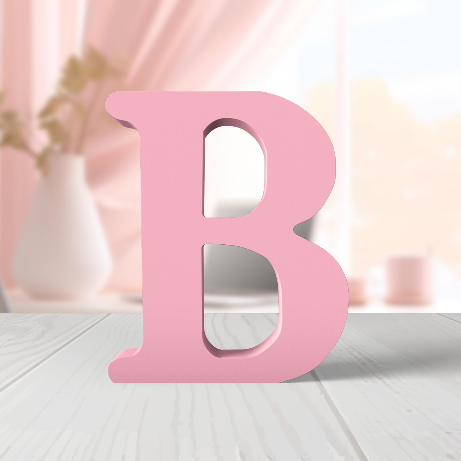 Photo 1 of Zaruatu 6 Inch Pink Wood Letters Unfinished Wood Letters for Wall Decor Decorative Standing Letters Pink Block Letters for Craft Home Party Projects (B)
