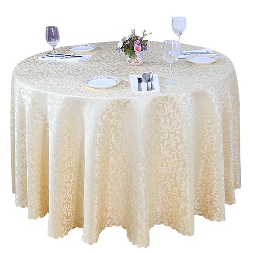 Heheja Tischtücher Damast Stil Ornamente Jacquard Tischdecke Beige 120 * 180cm