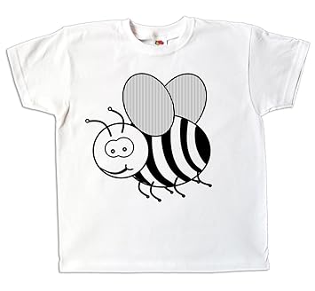 Kinder T-Shirt zum bemalen mit Vordruck Biene Kindergeburtstag Kindergarten für Jungen und Mädchen (104)