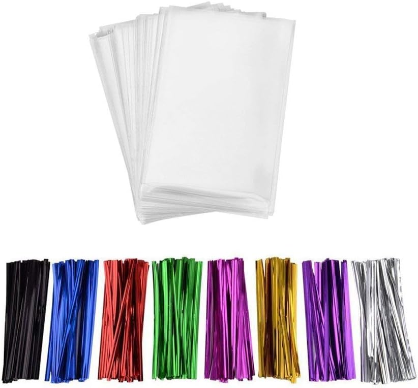 200 Pcs 7 in x 5 in Clear Flat Cello Cellophane Treat Bags(1.4mil) Good for Bakery, Cookies, Candies,Dessert.