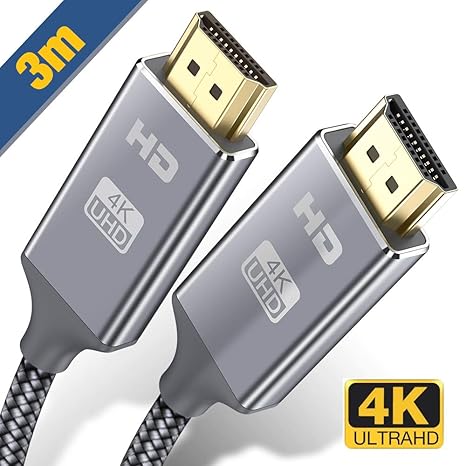 Snowkids 3m HDMI Kabel 4k HDMI 2.0 a/b Highspeed mit Ethernet,HDMI-Kabel 2.0/1.4a 60Hz,Ultra HD 4k 2160p,Full HD1080p,3D,ARC,