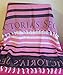 Huge Fringe Blanket Beach Towel Pink White and Black Striped
