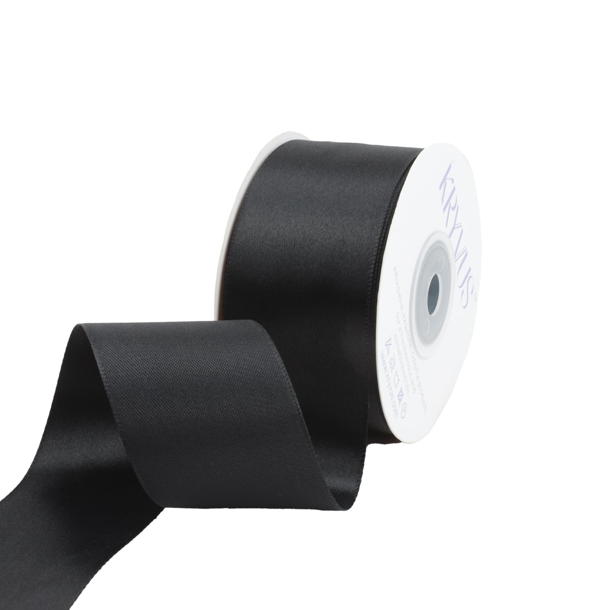 Kryvus Black Satin Ribbon, 38mm x 22M Single Face Black Ribbon, Solid Color Satin Ribbon Perfect for Gift Wrapping, Crafts, Bow Making, Sewing and Wedding Decorations