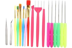 17pcs Cake Decorating Tools, Colorful Sugar Stir Needle and Food Paint Brush for Cookie Cake Chocolate Decoration, with Durab