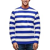 Zengjo Men's Casual Cotton Spandex Striped Crewneck Long-Sleeve T-Shirt Basic Pullover Stripe tee Shirt