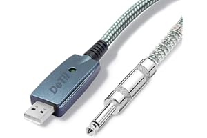 DETII 10FT USB Guitar Cable Guitar Cord USB Male to 6.35mm 1/4 Inch TS Mono Jack Connector Cord Compatible Windows Guitar Base to PC USB Recording Connection Cable Adapter (Green White)