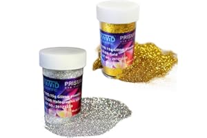 VViViD Prisma65 Raw Pigment Silver Metallic Glitter Powder 15g Jar (2 Units (Silver+Gold))