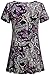 Tencole Women's Tunic Tops For Leggings Short Sleeve Shirts Botton Up Casual Ruched Blouses Clothes Purple Floral