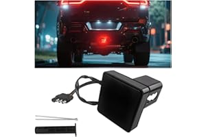 HZEL Trailer Hitch Receiver Cover with 15 LED Brake Lights, Super Bright Vehicle Lamp Tail Light Fit 2" Receiver, Auto Exterior Lighting Accessories, Universal for Towing Truck RV SUV (Red/Black)