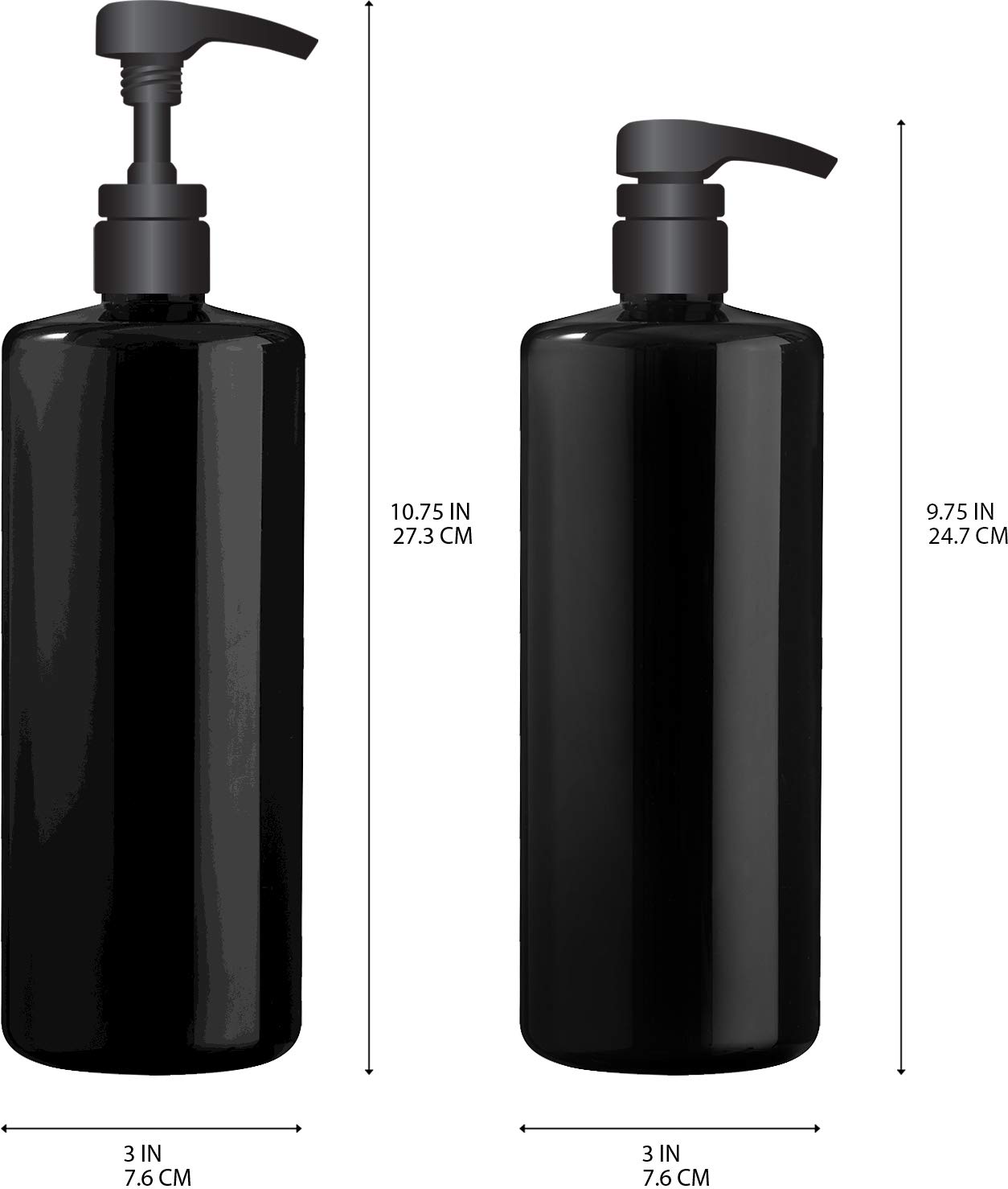 BAR5F Empty Shampoo Bottles with Pump, Black, Great 1 Liter/32 Ounce Refillable Dispensing Containers for Conditioner, Body Wash, Hair Gel, Liquid Soap, DIY, Gloss Finish (Pack of 3): Health & Personal Care
