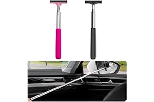 JIAYUYUARPY 2 Pcs Car Rearview Mirror Wiper, Small Auto Squeegee Cleaner Water Side Mirror Wiper with Telescopic Long Handle,