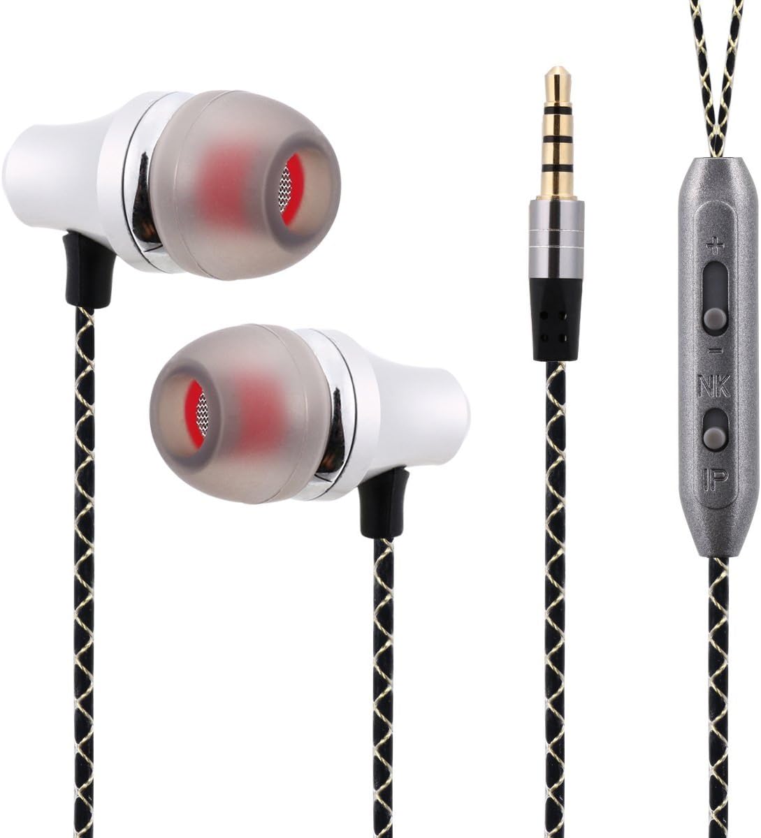 HooStars HS-109S Aluminum Casing Strong Bass In Ear Earphones Earbuds Headphones With Microphone , For PS4 / Mobile / Tablets / Laptop PCs (silver plated)