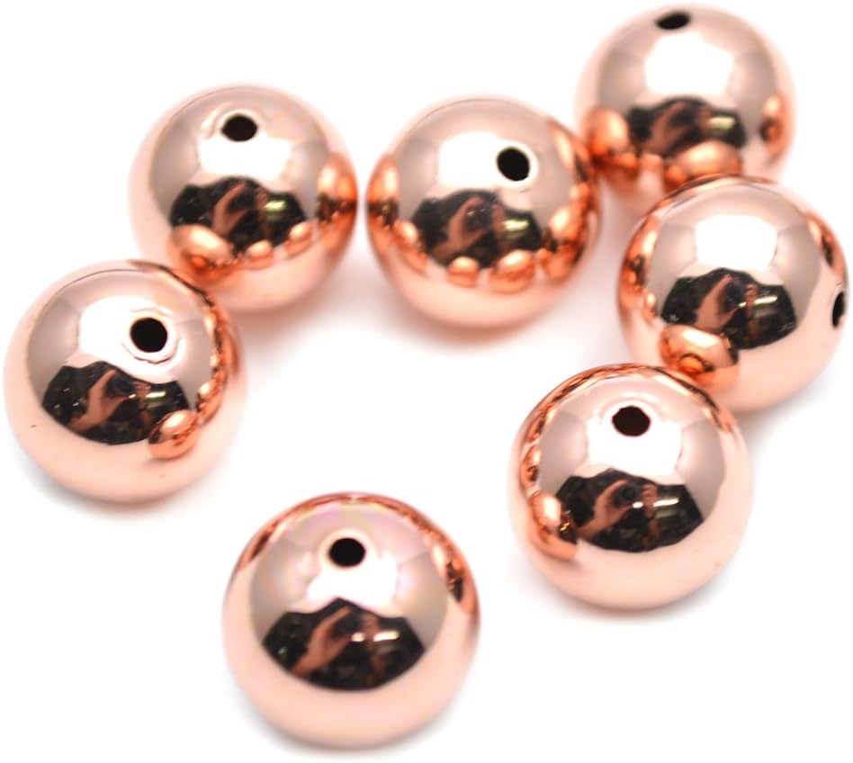 Flourishbeads 4mm~16mm 100pc Rose Gold Color Electroplating Metal Copper Round Spacer Loose Beads (10mm)