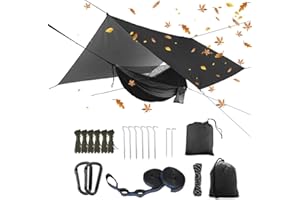 Oversized rain Tarpaulin,Camping Hammock with Mosquito Net Rain Fly Heavy Duty Tree Strap,Single Double Hammock Tent Waterpro