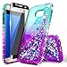 Galaxy S7 Edge Case with Screen Protector (Full Coverage 3D PET) for Girls Women Kids, NageBee Glitter Liquid Bling Floating Waterfall Sparkle Cute Case for Samsung Galaxy S7 Edge -Aqua/Purple