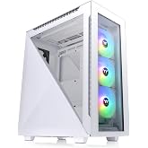 Thermaltake Divider 500 TG White Edition ARGB ATX Mid-Tower Tempered Glass Computer Case with 3 120mm 5V ARGB Front Fans + 1 120mm Standard Rear Fan + 2 Symmetrical Triangular Panels CA-1T4-00M6WN-01