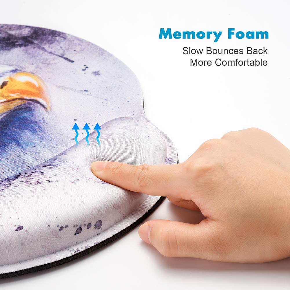 HILUCKI Mouse Pad Ergonomic Mouse Mat with Wrist Support Rest Memory Foam Computer Mouse Pad with Nonslip Rubber Base for Home, Office, Laptop, Gaming (MB-039)