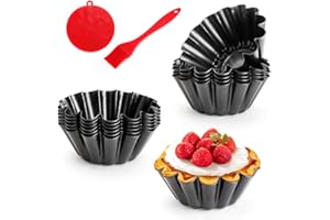 Quyimy 12 Pack Mini Pie Pans, 5.1 Inch Mini Pie Tins Heavy Duty Deep Quiche Pan, Carbon Steel Mini Tart Pan Nonstick Reusable