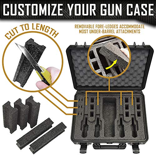 4 Pistol 12 Magazine + Accessory Waterproof Heavy Duty Gun Case - Doro Case with Custom Mycasebuilder Foam Insert