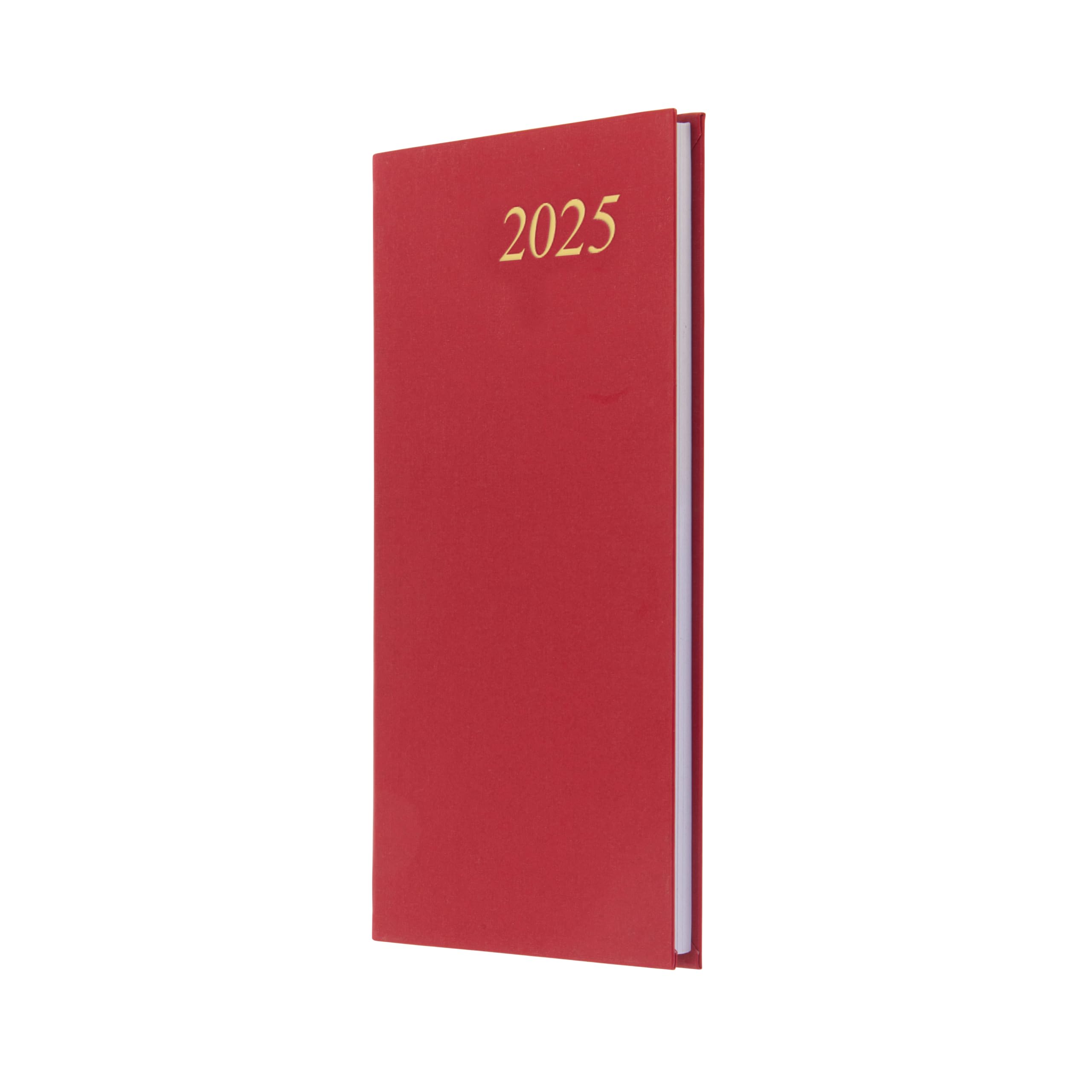 Collins Essential 2025 Eco Friendly Diary - Pocket Week to View Business Planner with Leathergrain Hardback Cover and Recycled Paper - Red - E-ESSSP.15-25