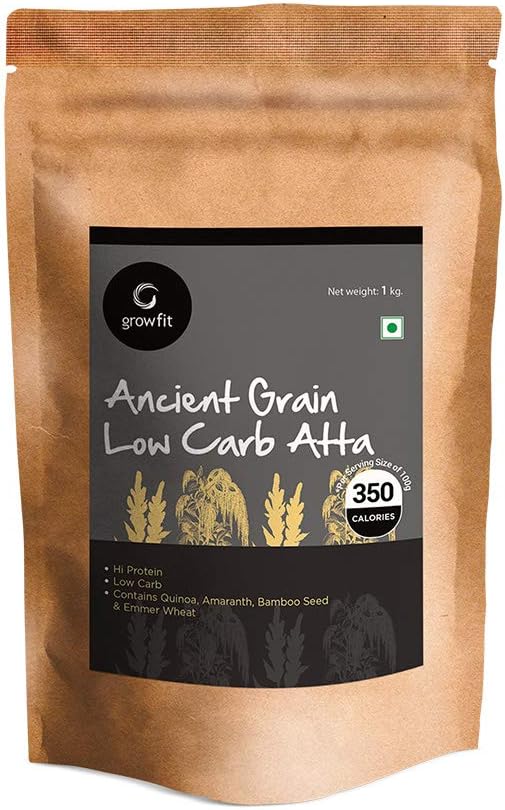 G growfit Ancient Grain Low Carb Atta (1kg) | Contains Quinoa | Amaranth | Emmer Wheat & Psyllium Husk