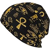 Ankh Cross Skull Cap Ancient Egyptian Warm Knit Hat Slouchy Beanie Hats Headwear Gift for Men Women