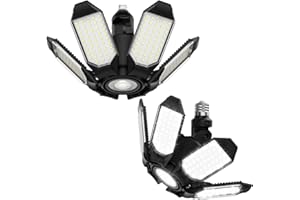 Adiding LED Garage Light, 2 Pack Total 24000Lm Screw in Rotatable LED Shop Light for Barn Ceiling, Shed Angled Roof 6500K Bright Basement Lamp Fit for E26 Bulb Socket for Workshop, Attic, Utility