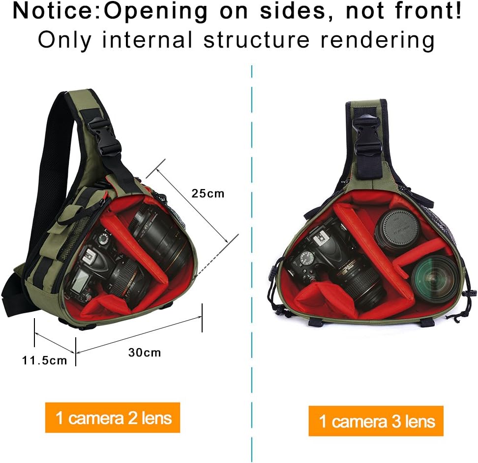 CADeN Camera Bag Sling Backpack Camera Case Waterproof with Rain Cover Tripod Holder, Compatible for DSLR/SLR Mirrorless Cameras (Canon Nikon Sony Pentax) and Accessories Green : Camera & Photo