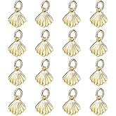 HOBBIESAY Gold Plated Spiral Shell Dangle Charms Summer Hawaii Ocean Themed Charm Bulk Metal Brass Sea Beach Shell Pendant with Jump Ring for Jewelry Making