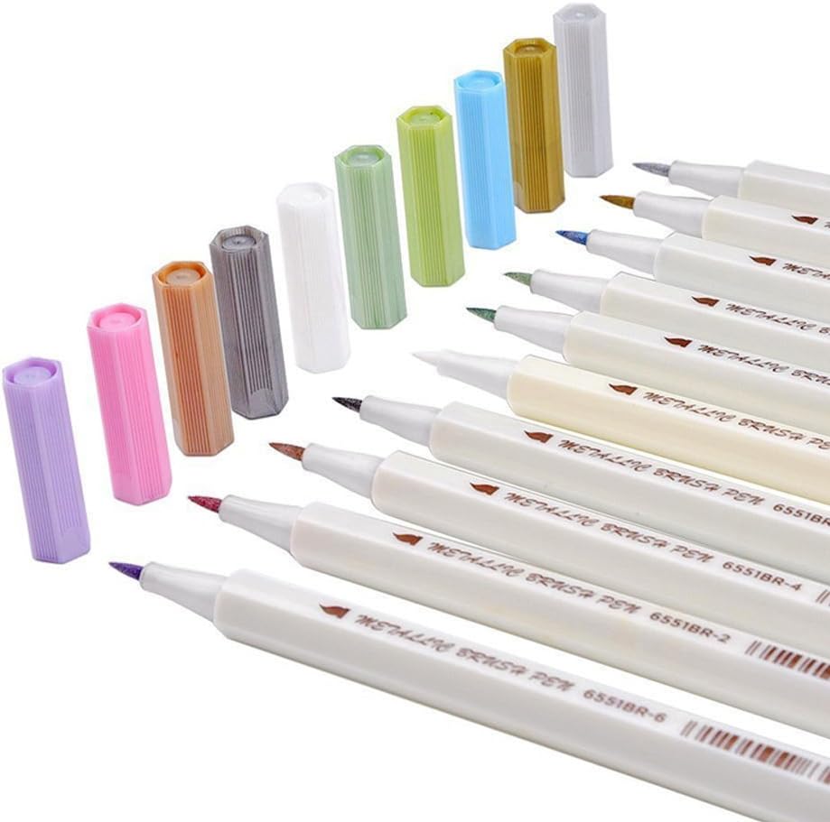 Premium Metallic Marker Pens,Set of 10 Colors,Permanent Metallic Color Painting Art Marker for Gift Card Making,DIY Photo Album,Scrapbooking Crafts(Brush Tip)