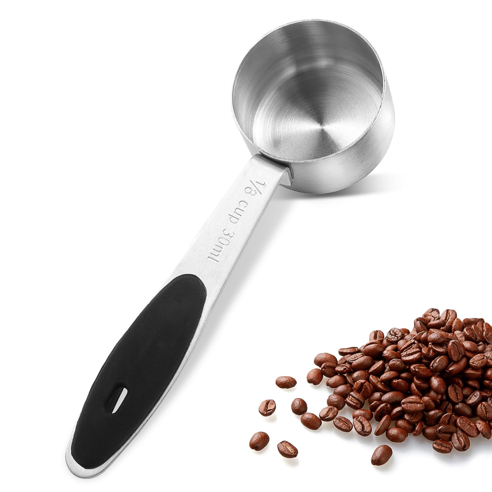 Photo 1 of 1/8 Cup (2Tbsp/30 Ml/30 Cc/1 Oz) Measuring Cups,304 Stainless Coffee Measuring Scoop with Silicone Handle for Home Use,Cooking And Baking