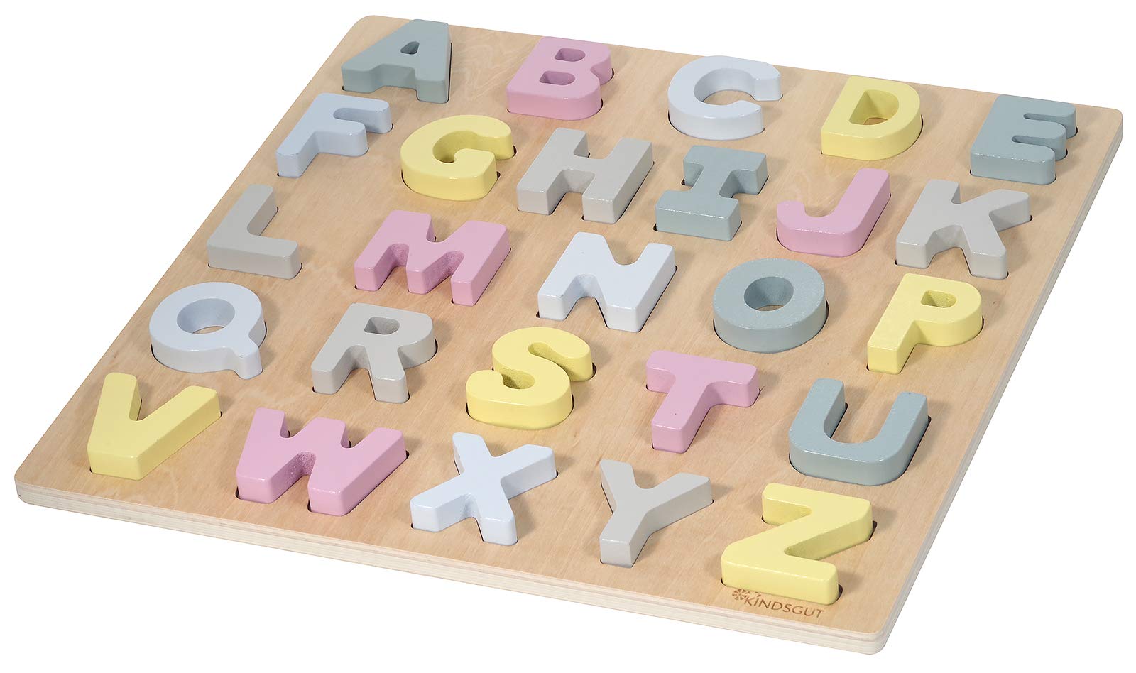 Kindsgut ABC-Puzzle, wooden letter puzzle with discreet colours, environmentally friendly materials, free of harmful substances, Hanna