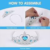 Vicloon Elsa Princess Costume 3pc Dress Crown Wand Blue 6-7 Years view 6