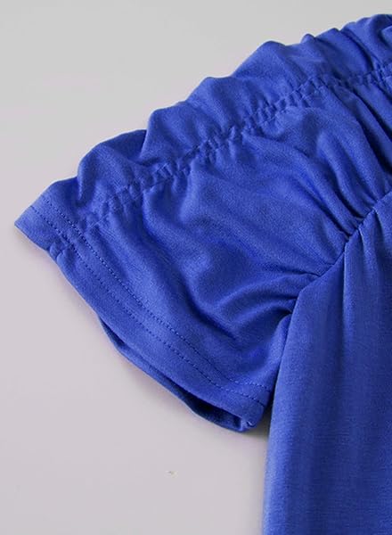 BLIBEAN LITTLE GIRLS SHIRTS BIG KIDS SHORT SLEEVE CASUAL TSHIRT FASHION OUTFITS DRESSY TOPS BLOUSE AGE 8T-9T (SIZE 8-9 YEAR) ROYAL BLUE