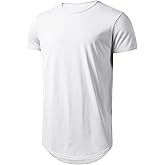 Big and Tall Mens Tshirts Longline Extra Long Shirts Hipster Reflective Line Scallop Tees Shirts Tops