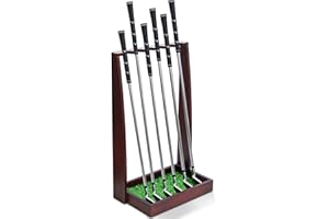 Lenwen Wooden Golf Putter Stand Golf Club Holder Stand Wooden Display Rack Floor Display Rack Club Organizer for Storage Sports Indoor Home Office Simulator Garage