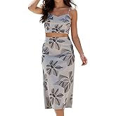 YUSHE Summer Two Piece Sets for Women – Embroidered Crop Top and Maxi Skirt Set | Loungewear for Travel
