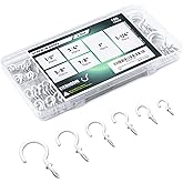 EIENHOSHI 105 Pcs Screw Hooks, 6 Sizes White Cup Hooks, Screw in Hooks for Hanging, Metal Cup Hook Screw in (1/2", 5/8", 3/4", 7/8", 1'', 1-1/4")