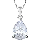 YL Teardrop Necklace 925 Sterling Silver Solitaire Pendant 9x12 MM Pear Cut Birthstone Jewelry for Women