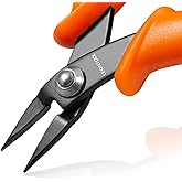LEONTOOL Mini Long Nose Pliers Tweezer Nose Pliers Specialty Pointed Nose 1mm Diameter Tip 4-Inch Precision Needle Nose Pliers Flat Smooth Jaw Jewellery Making Tool