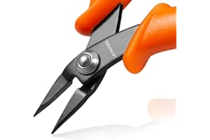 LEONTOOL Mini Long Nose Pliers Tweezer Nose Pliers Specialty Pointed Nose 1mm Diameter Tip 4-Inch Precision Needle Nose Pliers Flat Smooth Jaw Jewellery Making Tool