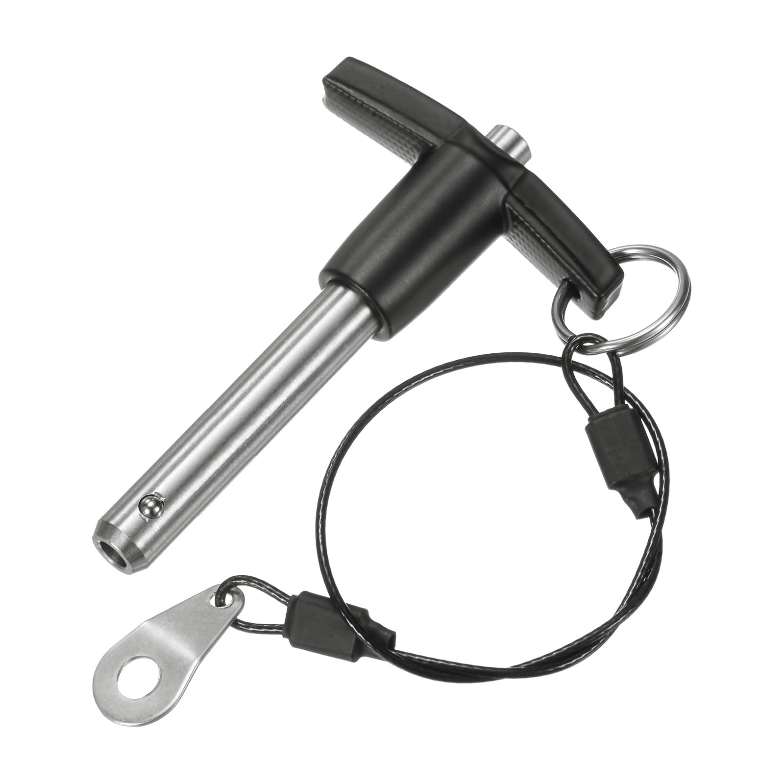M METERXITY T Handle Lock Pin, 3/8" [9.5mm] Dia., 1-9/16 [40mm] Usage Length Push-Button Quick Release Locking Pins W Lanyard Cable for Speaker/Aviation/Gym/Machine [304 Stainless Steel]