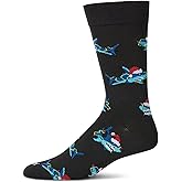 MeMoi Men's Santa Shark Christmas Holiday Novelty Crew Sock