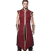 UniqKaliber Men’s Medieval Viking Vest, Renaissance Sleeveless Tunic Tops Vintage Long Vest Knight Cosplay Costume