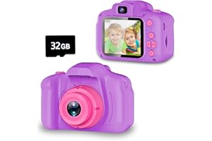 Seckton Upgrade Kids Selfie Camera, Christmas Birthday Gifts for Girls Age 3-9, HD Digital Video Cameras for Toddler, Portable Toy for 3 4 5 6 7 8 Year Old Girl with 32GB SD Card-Purple
