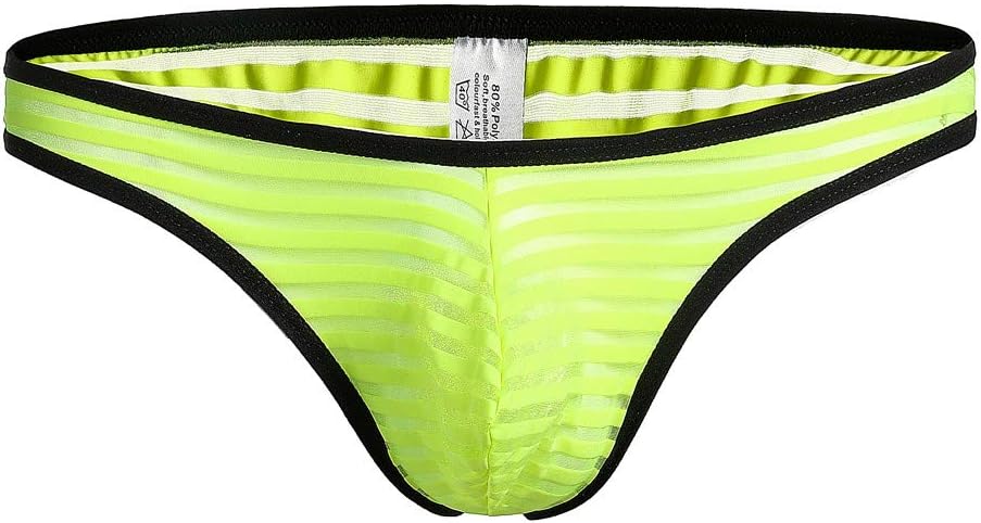JAMZER Mesh Transparent T-Back Briefs for Men, Romantic Night Needs Wear,Tiny Low Rise See Through J String Thongs